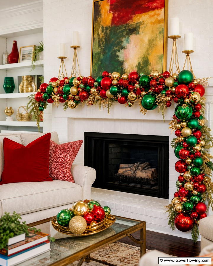 Over the Top Ornament Garland - 25 Mantel Garland Ideas for a Festive Home Decor