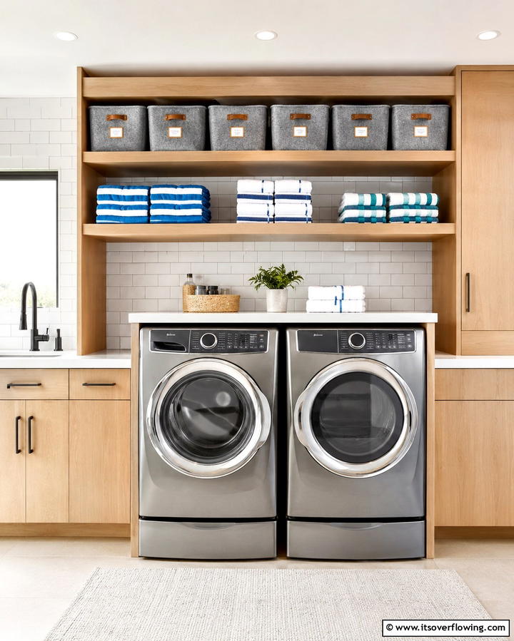 Over the Washer Shelving - 25 Creative Laundry Room Shelving Ideas for Organization