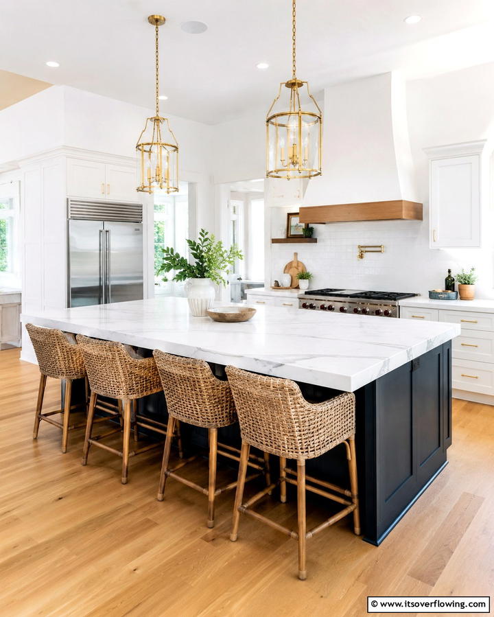 Overhanging Countertop - 25 Farmhouse Kitchen Island Ideas for Rustic Charm
