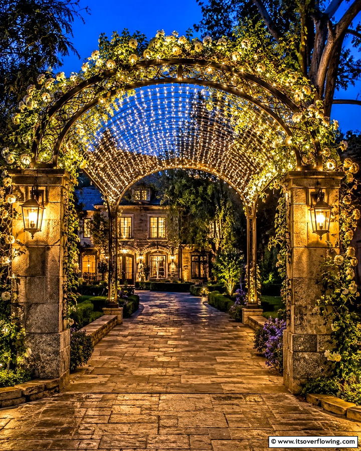 Overhead Arch Lighting - 25 Driveway Lighting Ideas to Illuminate Your Home