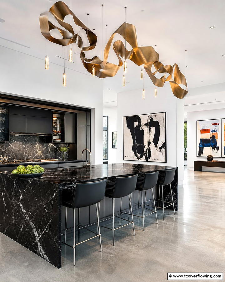 Overhead Artistic Accent - 30 Kitchen Island Lighting Ideas to Illuminate Your Space