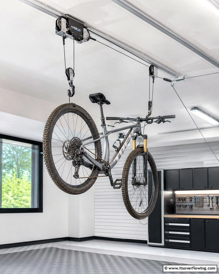 Overhead Bike Lifts for Maximum Space Utilization - 25 Garage Bike Storage Ideas for a Clutter-Free Space