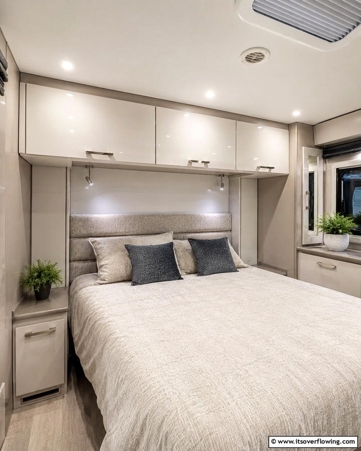 Overhead Cabinets - 25 RV Bedroom Ideas to Maximize Comfort on the Road