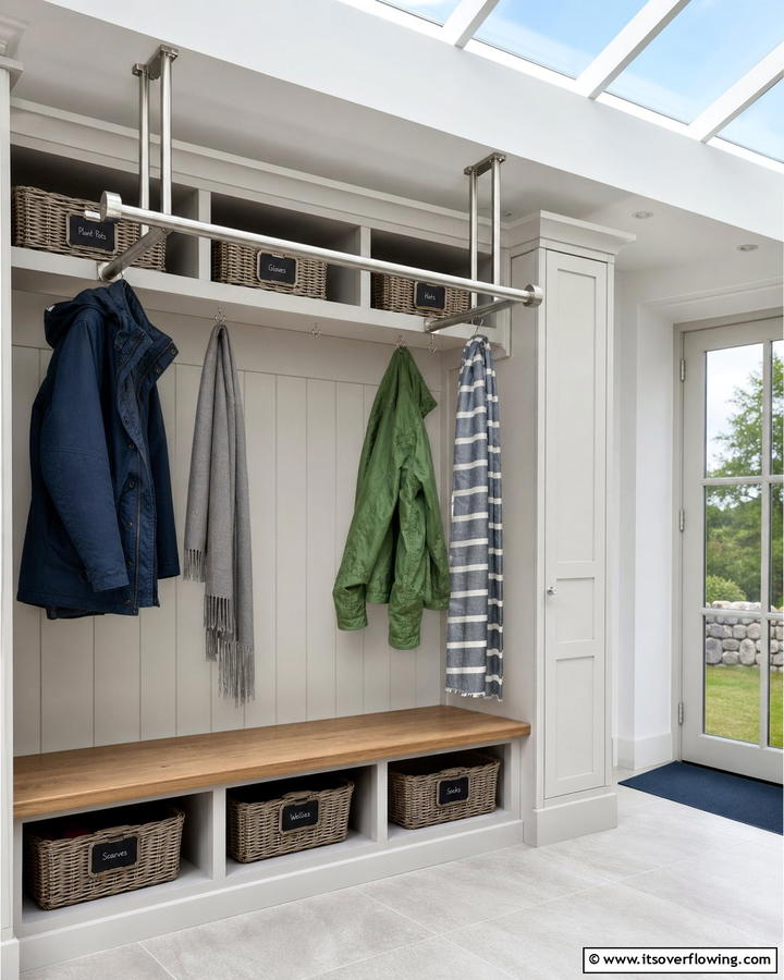 Overhead Drying Rails - 25 Boot Room Ideas for Organized Entryways