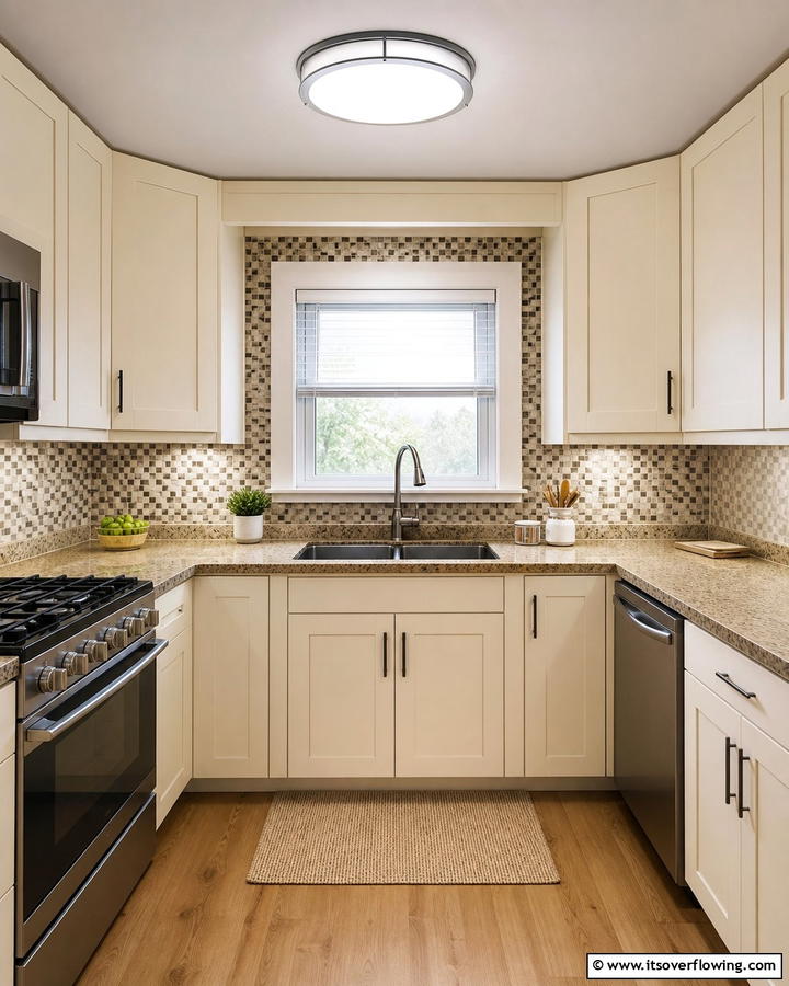 Overhead Flush Mount Lights for Uniform Lighting - 20 Kitchen Sink Lighting Ideas for a Brighter Space