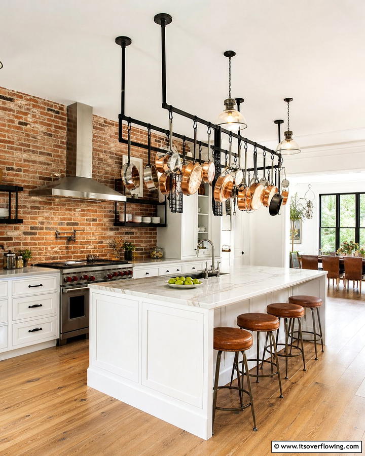 Overhead Pot Racks - 21 Kitchen Cabinet Organization Ideas for Clutter-Free Spaces