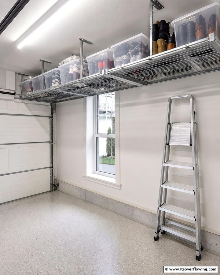 Overhead Shoe StorageExact - 25 Smart Garage Shoe Storage Ideas for Organization