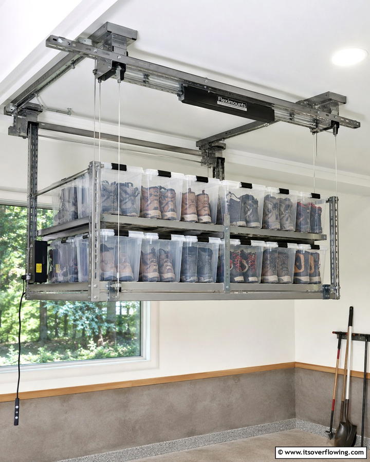 Overhead Shoe StorageOne - 25 Smart Garage Shoe Storage Ideas for Organization