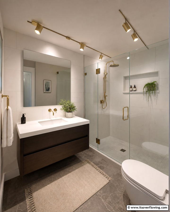 Overhead Spotlights for Targeted Lighting - 20 Small Bathroom Lighting Ideas for a Bright and Spacious Feel