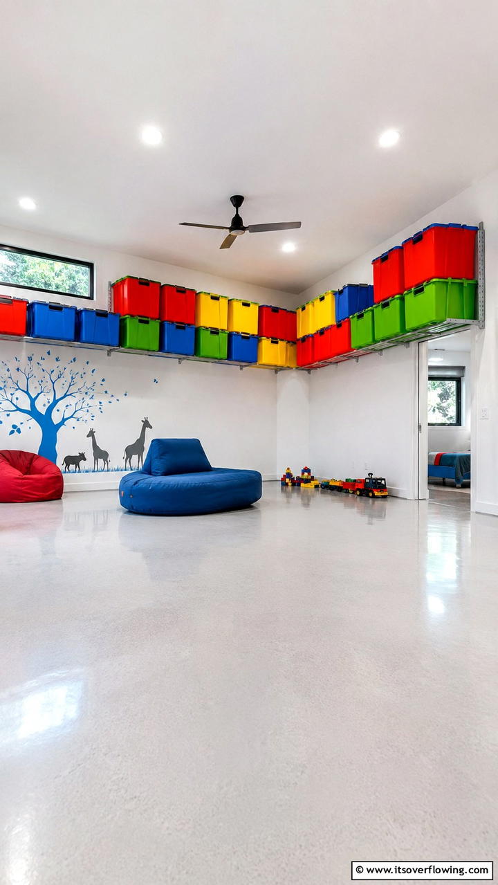 Overhead Storage Bins - 21 Smart Toy Storage Ideas to Declutter Kids’ Spaces Efficiently