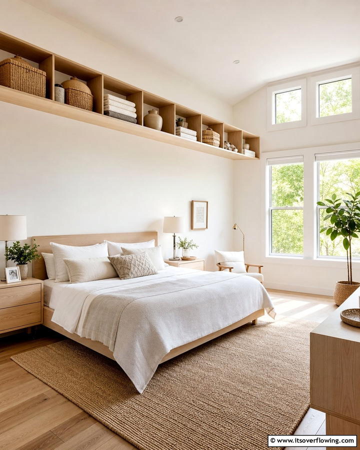 Overhead Storage Mastery - 30 Bedroom Shelving Ideas for Storage and Display