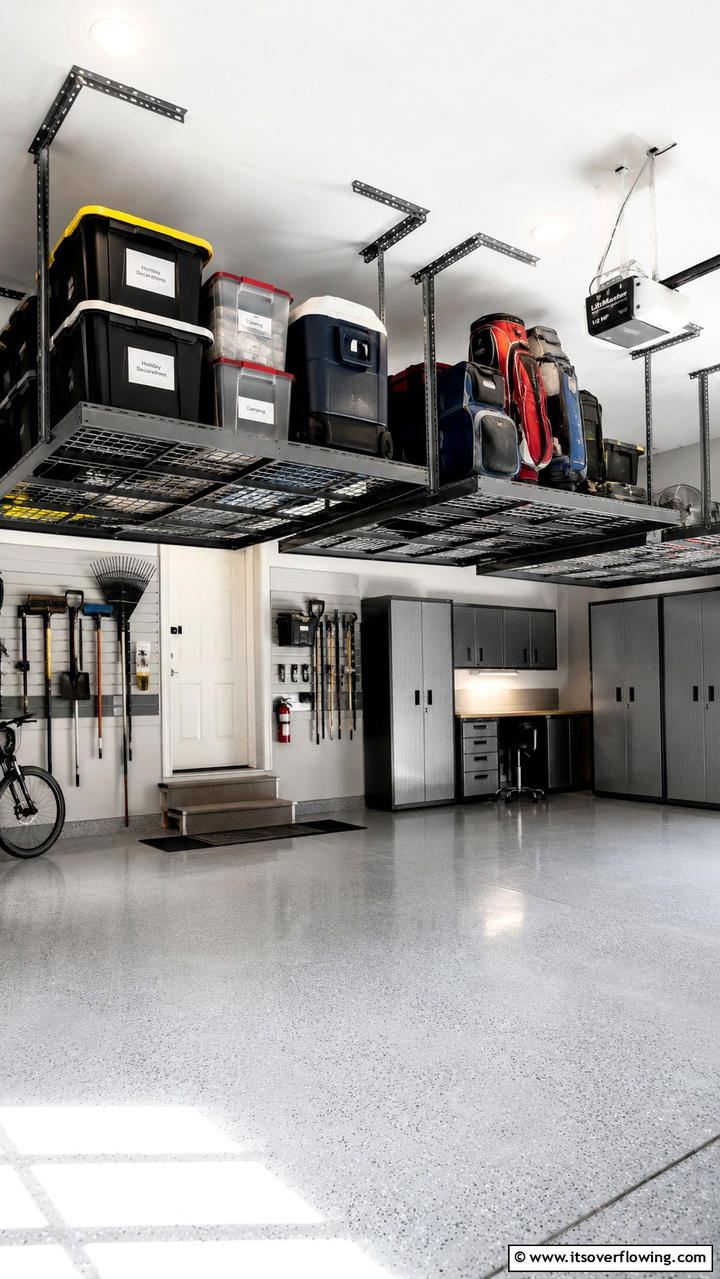 Overhead Storage Racks - 30 Garage Shelving Ideas for Clutter-Free Storage