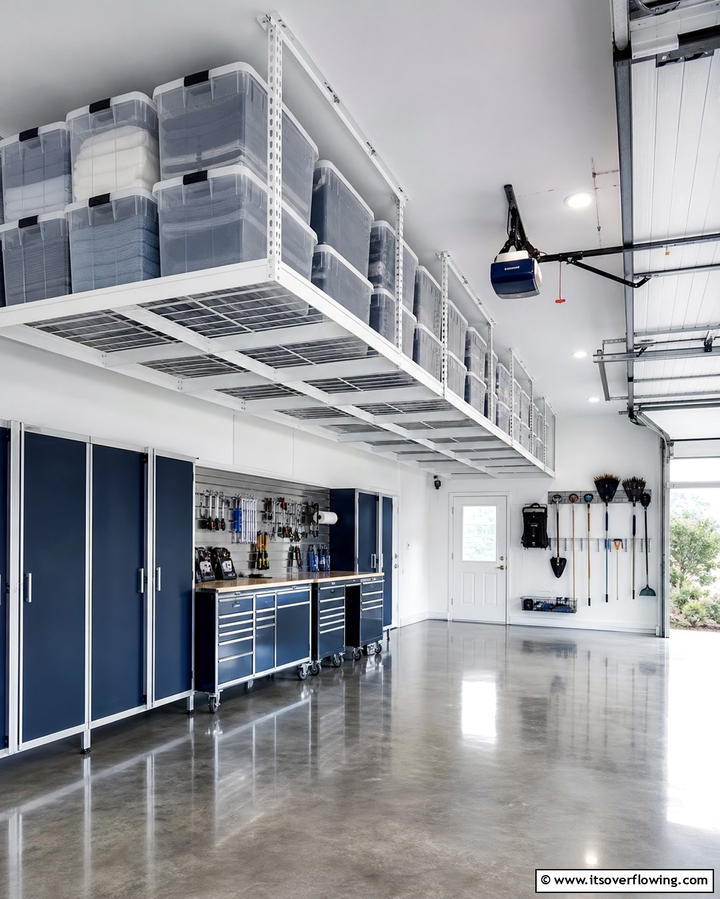 Overhead Storage Racks for Seasonal Items - 25 Creative Garage Decor Ideas for Every Style