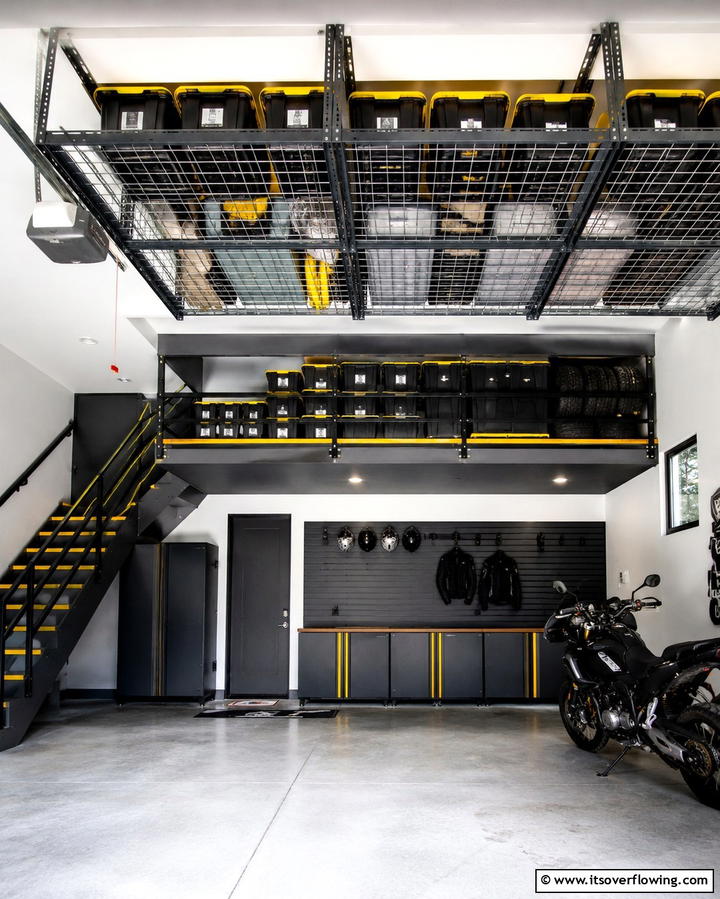Overhead Storage Solutions - 25 Motorcycle Garage Ideas for Bike Enthusiasts