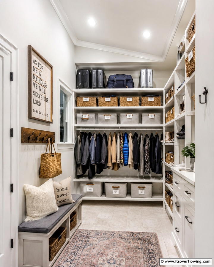 Overhead Storage - 25 Entryway Closet Ideas to Maximize Storage and Style