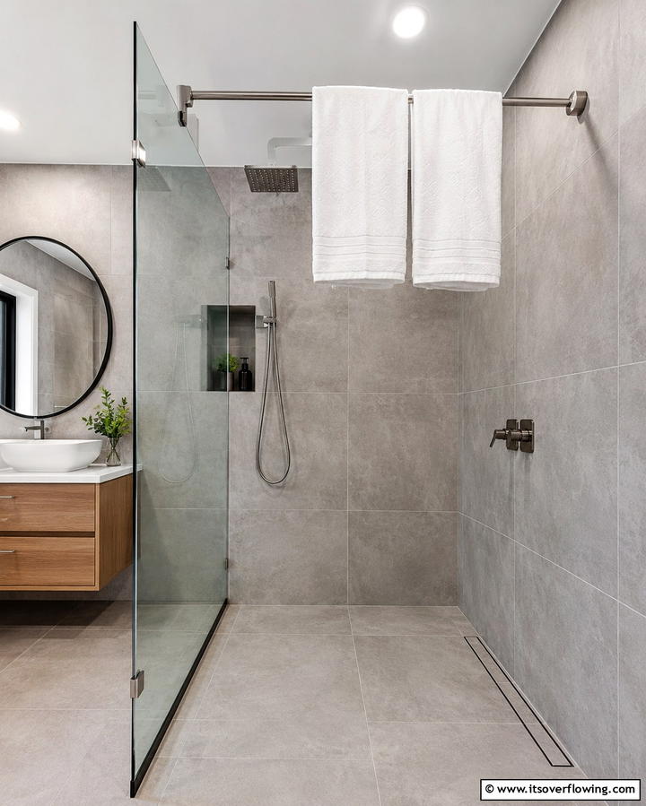 Overhead Towel Bar in Shower - 30 Towel Storage Ideas for Organized and Stylish Bathrooms