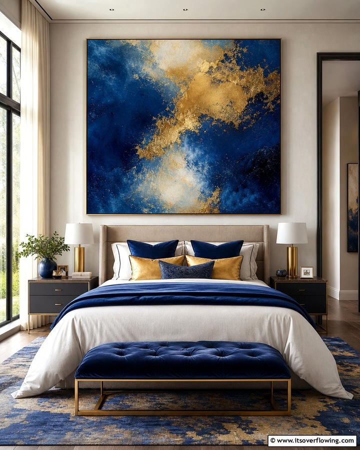 Oversized Artwork - 25 Glam Bedroom Ideas for a Luxurious Retreat