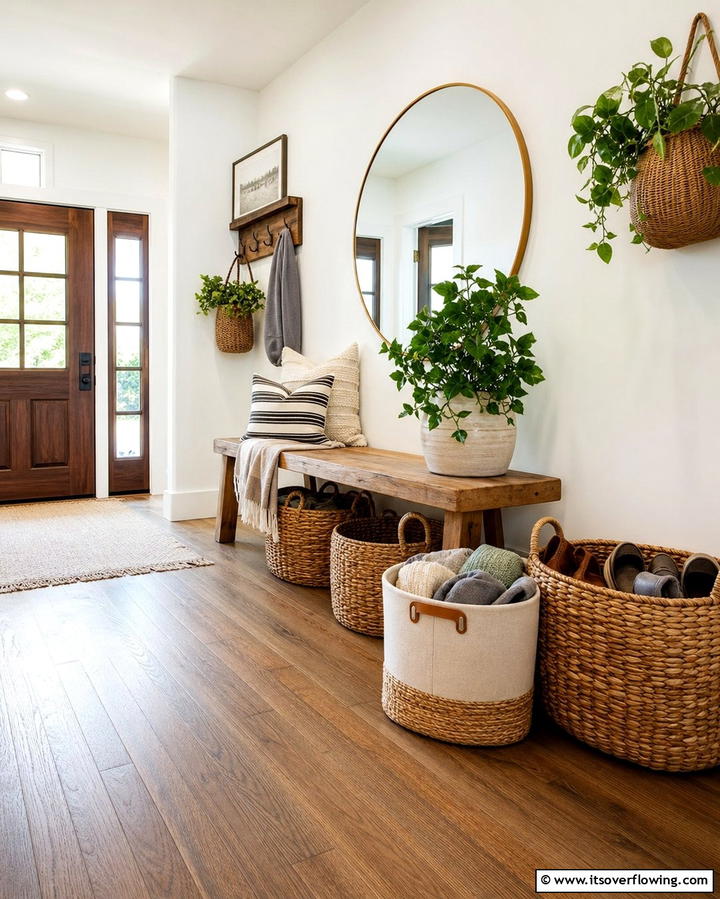 Oversized Basket Storage - 25 Drop Zone Ideas to Keep Your Home Organized and Tidy