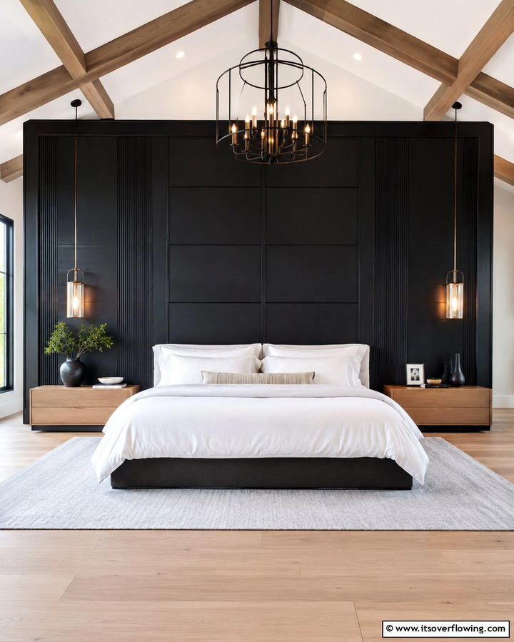Oversized Black Headboard for Drama - 25 Black Headboard Bedroom Ideas for a Bold Statement