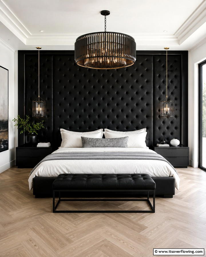 Oversized Black Headboard for Dramatic Effect - 25 Black Headboard Bedroom Ideas for a Bold Statement
