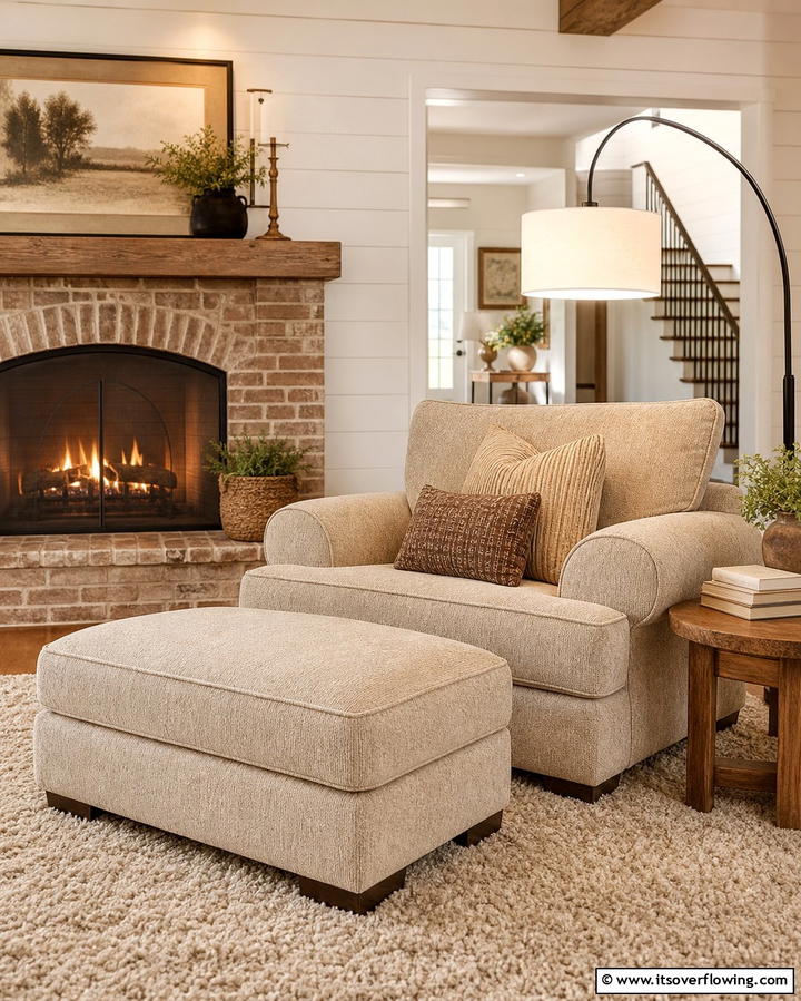 Oversized Chairs for Maximum Comfort - 25 Chairs in Front of Fireplace Ideas for Cozy Vibes