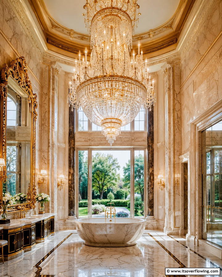 Oversized Chandeliers for Dramatic Effect - 25 Bathroom Chandelier Ideas for a Luxurious Touch