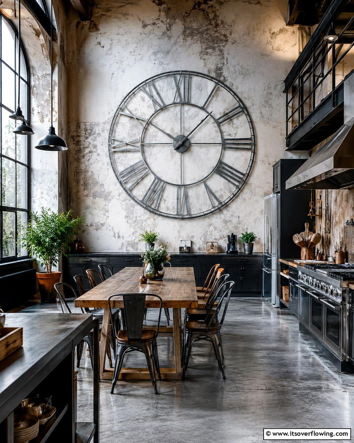 Oversized Clocks for Functional Decor - 25 Industrial Kitchen Ideas for a Modern Look
