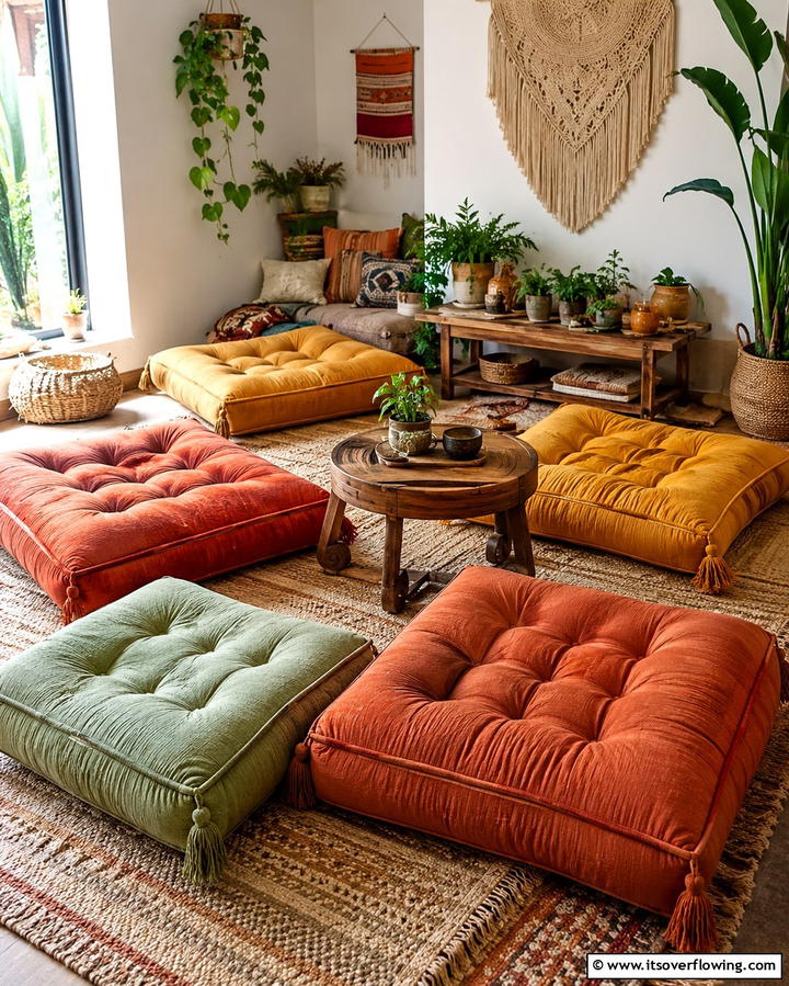 Oversized Floor Cushions - 20 Snug Room Ideas for a Cozy and Inviting Space