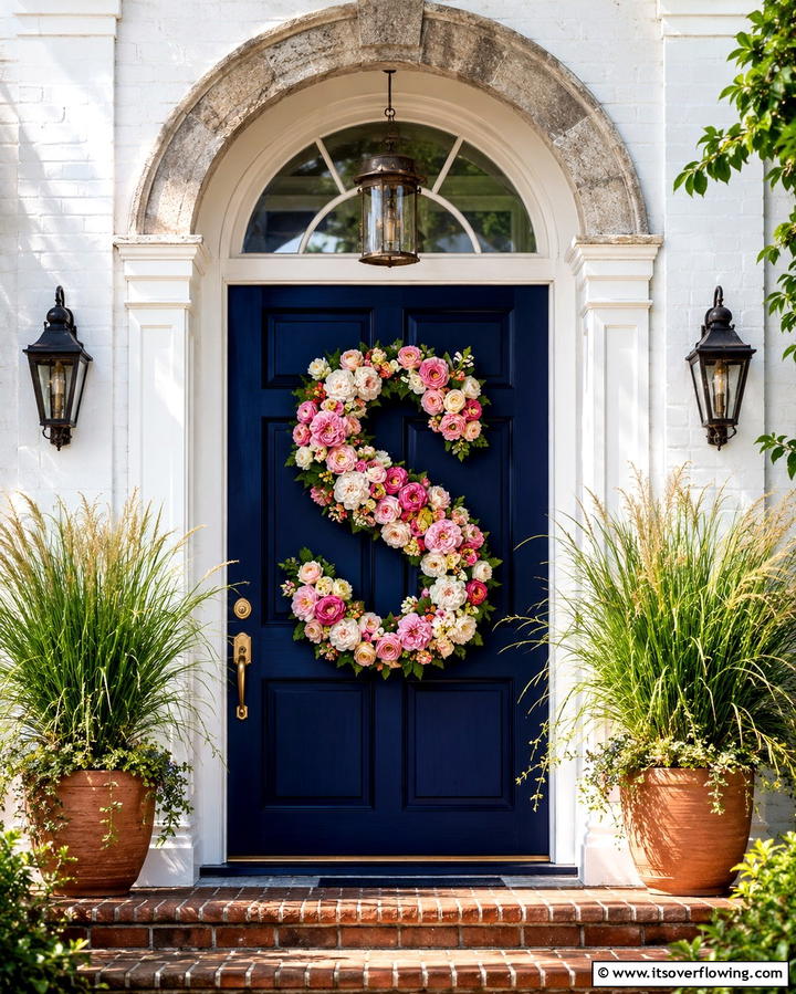 Oversized Floral Monogram - 20 Spring Front Door Decor Ideas to Welcome the Season