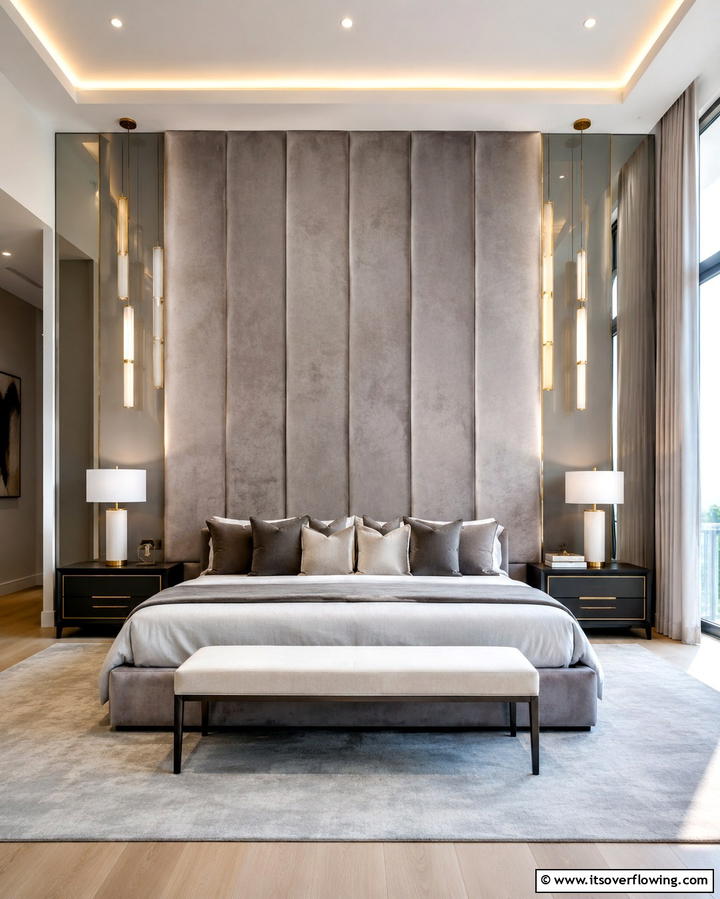 Oversized Grey Headboard for a Bold Statement - 25 Elegant Grey Headboard Bedroom Ideas for a Calm Space