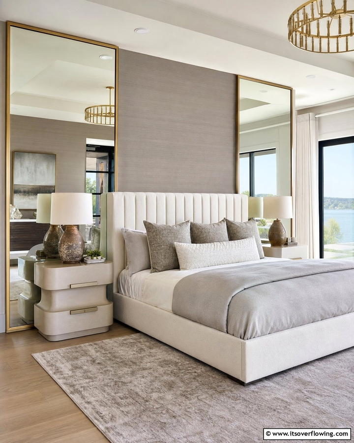 Oversized Mirror for a Bold Statement - 20 Mirror Behind Nightstand Design Ideas for Elegance