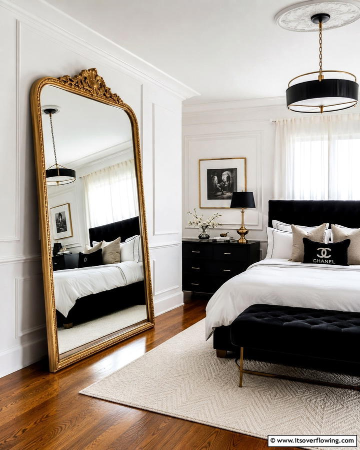 Oversized Mirrors - 25 Chanel Bedroom Ideas for a Luxurious and Chic Space