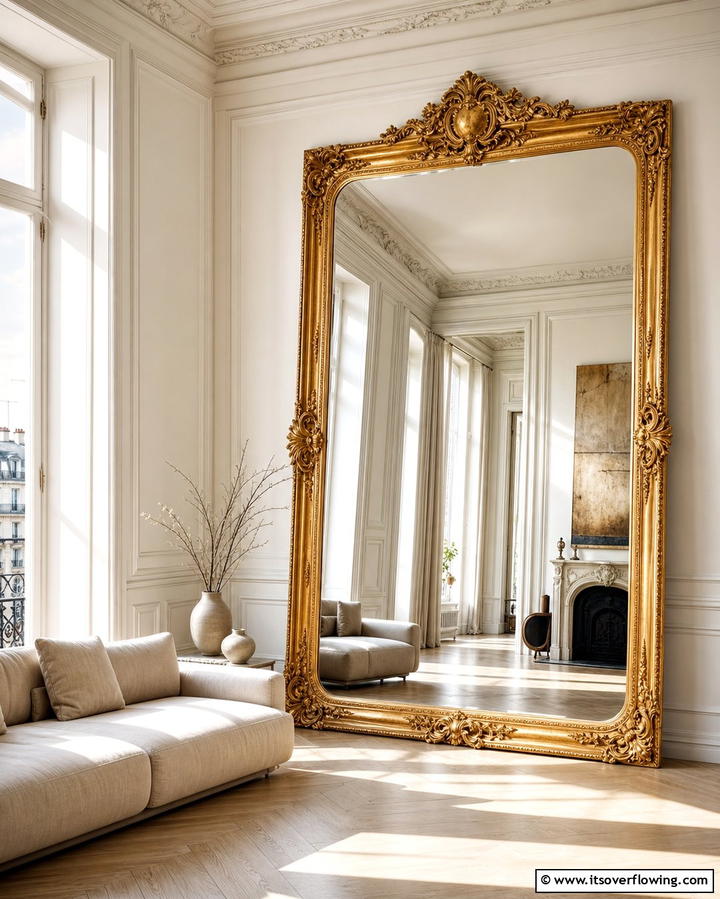 Oversized Mirrors - 25 Parisian-style Living Room Ideas for Elegant Homes