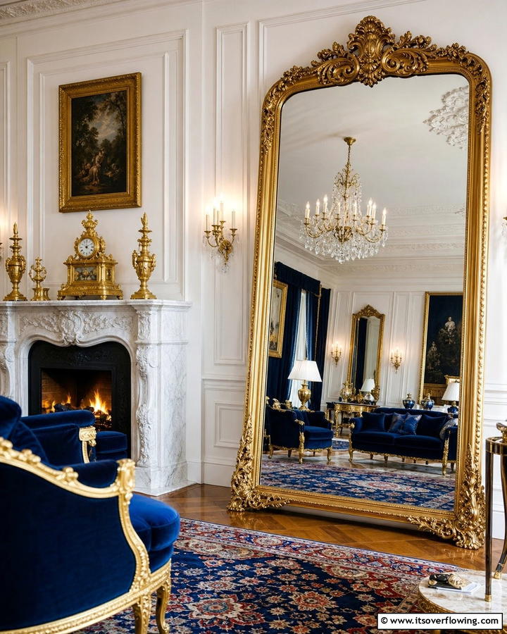 Oversized Mirrors - 20 Royal Living Room Design Ideas for an Elegant Space
