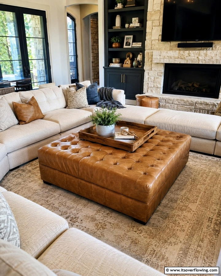 Oversized Ottomans - 30 Living Room Furniture Layout Ideas for Optimal Flow