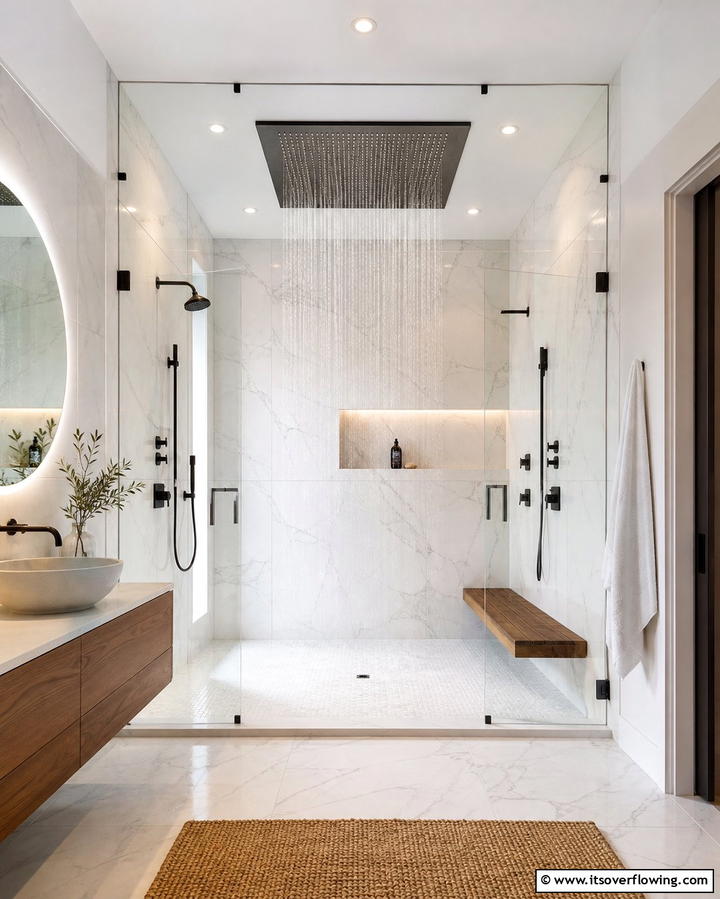 Oversized Rain Showerheads - 25 Cozy Bathroom Ideas for a Relaxing Space