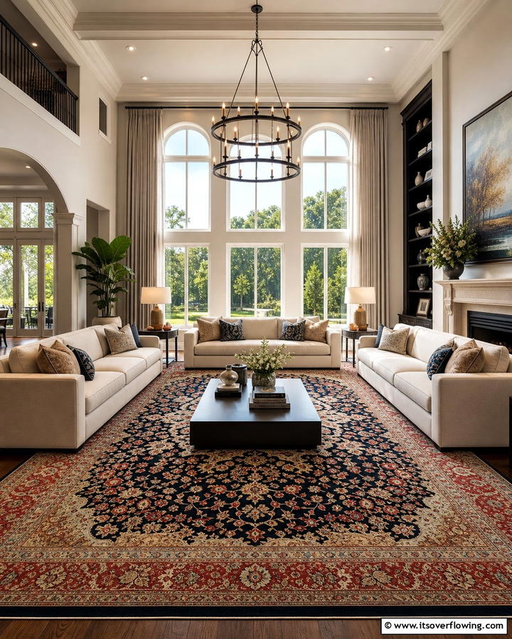 Oversized Rugs - 25 Ralph Lauren Living Room Ideas for Classic Elegance