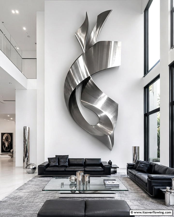 Oversized Sculptural Pieces - 30 High Ceiling Wall Decor Ideas for Tall Interior Spaces