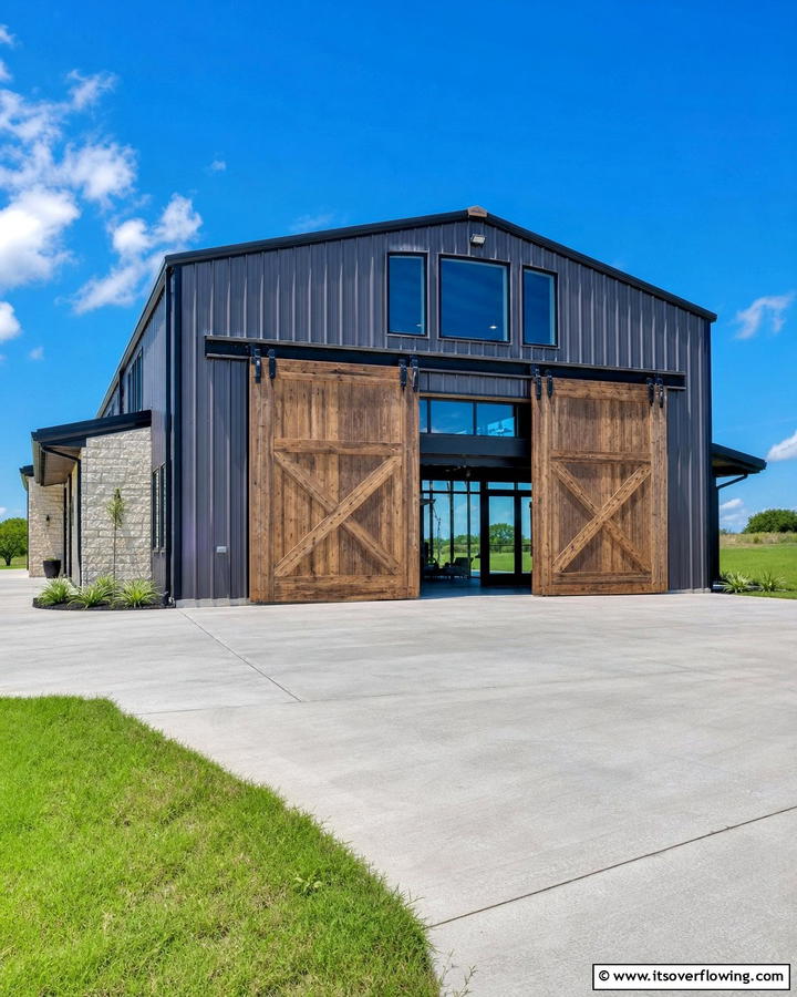 Oversized Sliding Barn Doors - 20 Barndominium Exterior Ideas for Curb Appeal
