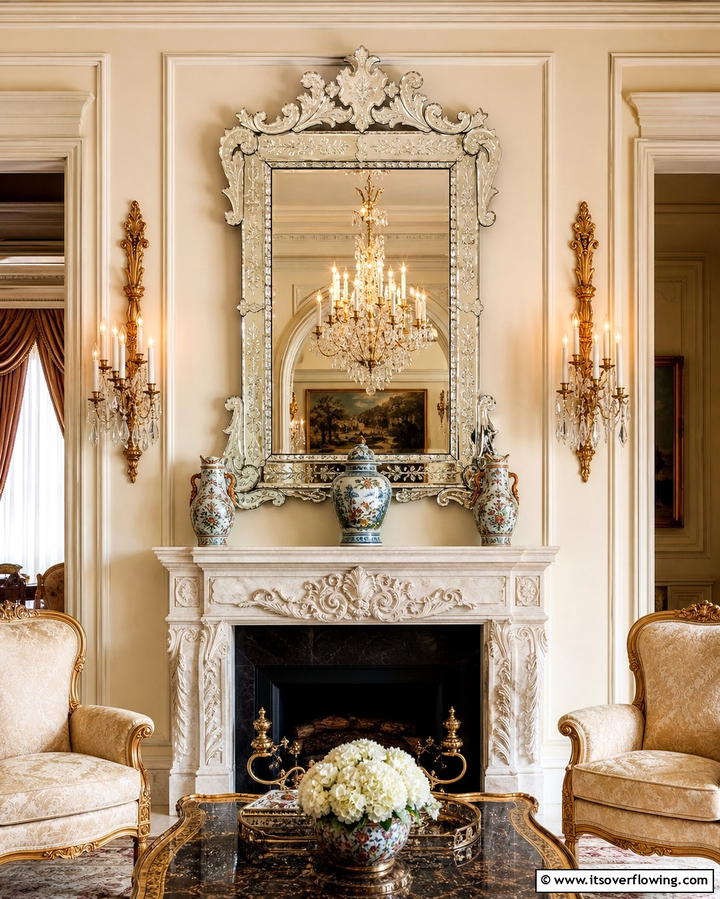Oversized Statement Mirror - 25 Mirror Over Fireplace Ideas to Elevate Your Space