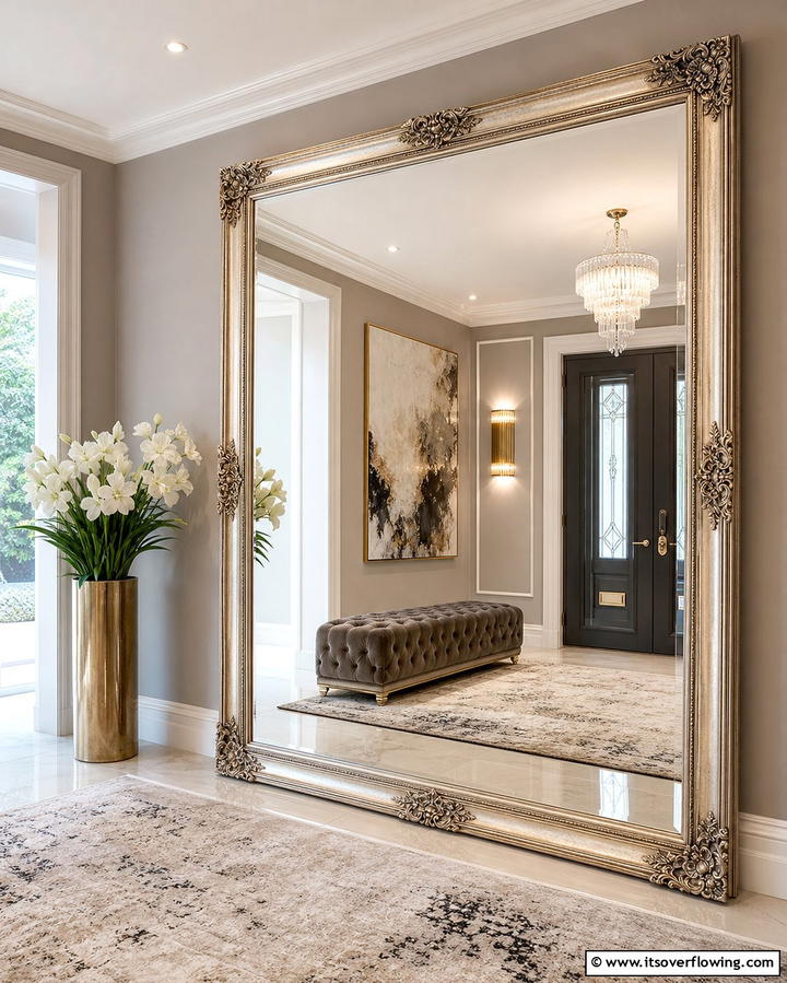 Oversized Statement MirrorOne - 25 Hallway Mirror Ideas for Stylish and Functional Spaces
