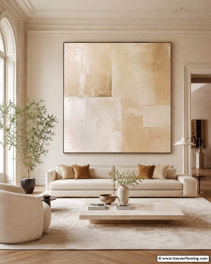 Oversized Wall Art - 25 Magnolia Living Room Ideas for Timeless Elegance