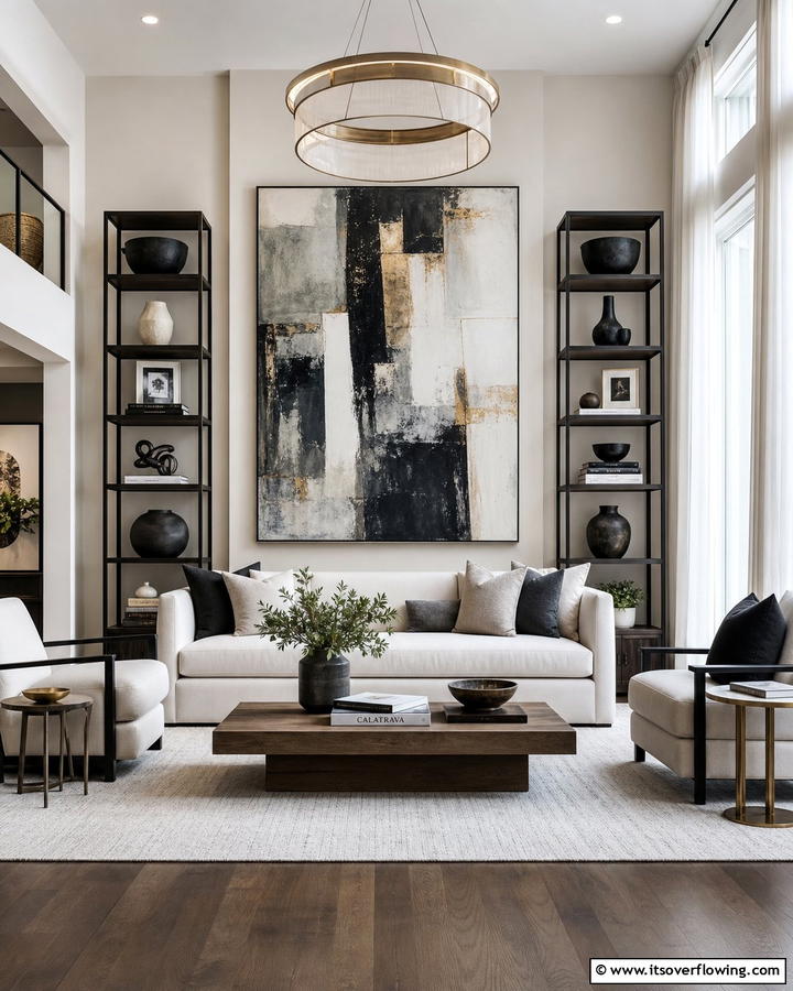 Oversized Wall Art for a Bold Statement - 20 Pottery Barn Living Room Ideas for Timeless Style