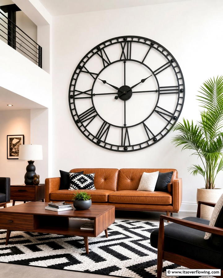 Oversized Wall Clocks - 30 Living Room Wall Decor Ideas to Elevate Your Space