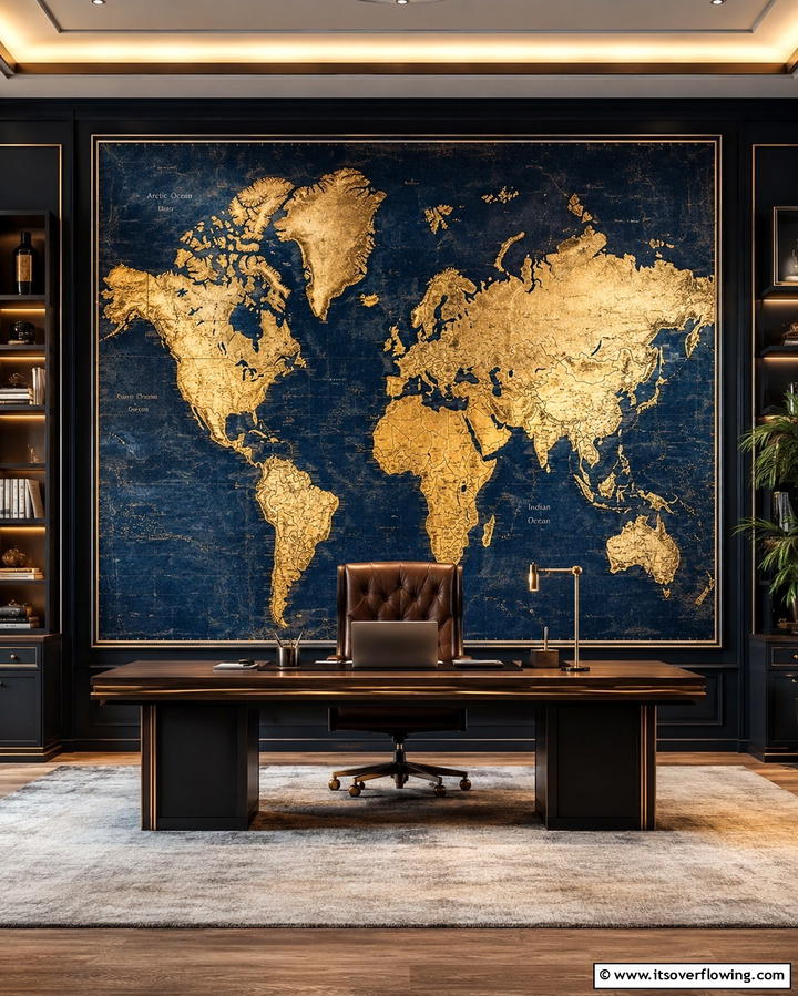 Oversized World Map - 25 Office Wall Decor Ideas to Inspire Creativity