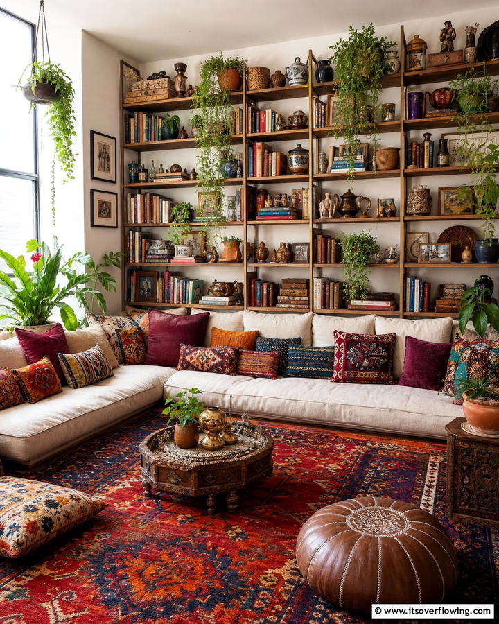 Overstuffed Bookshelves - 20 Gypsy Bohemian Living Room Ideas for Free Spirits
