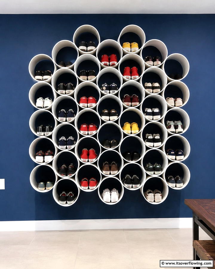 PVC Pipe Shoe Holders - 25 Smart Garage Shoe Storage Ideas for Organization