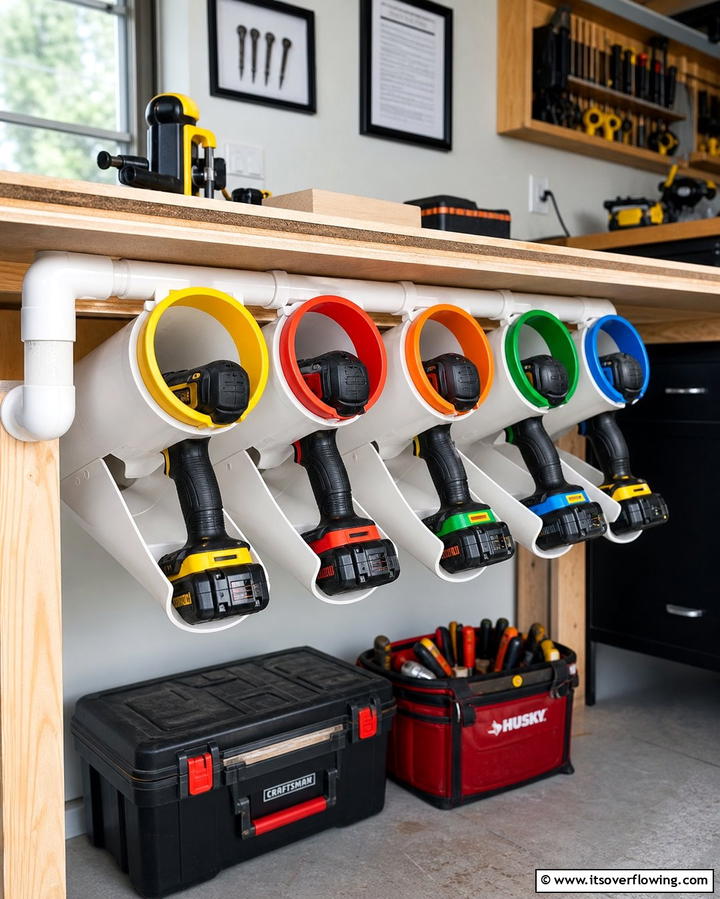 PVC Pipe Tool Holders - 25 Power Tool Storage Ideas for an Organized Workshop