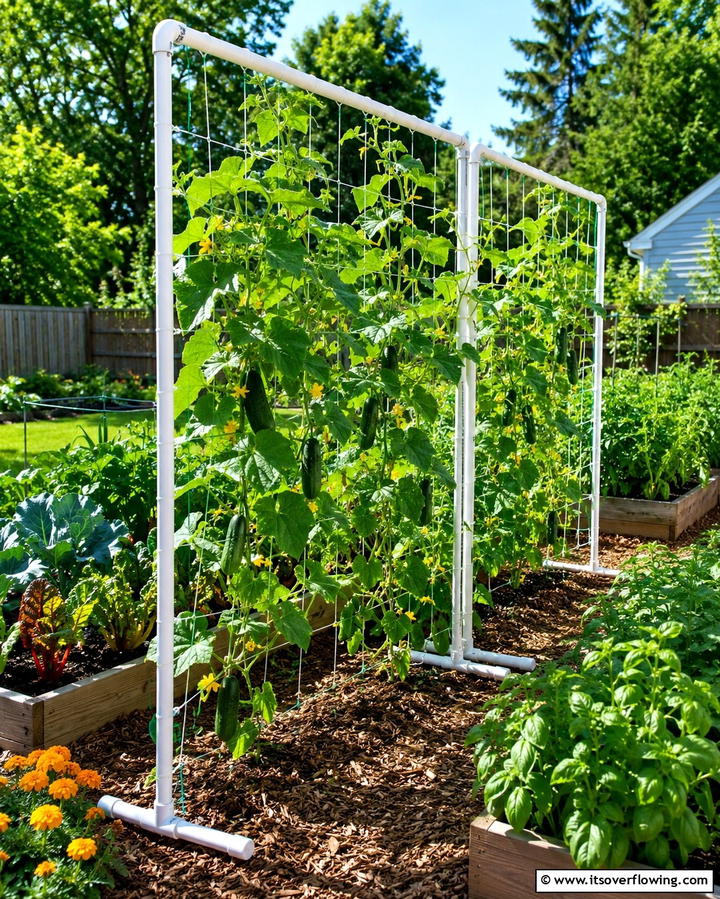 PVC Pipe Trellis - 25 Cucumber Trellis Ideas for a Productive Garden