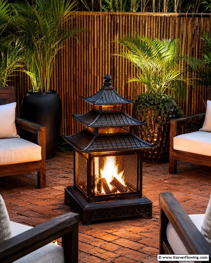 Pagoda Style Fire Pit - 25 Wood Burning Fire Pit Ideas for Cozy Nights